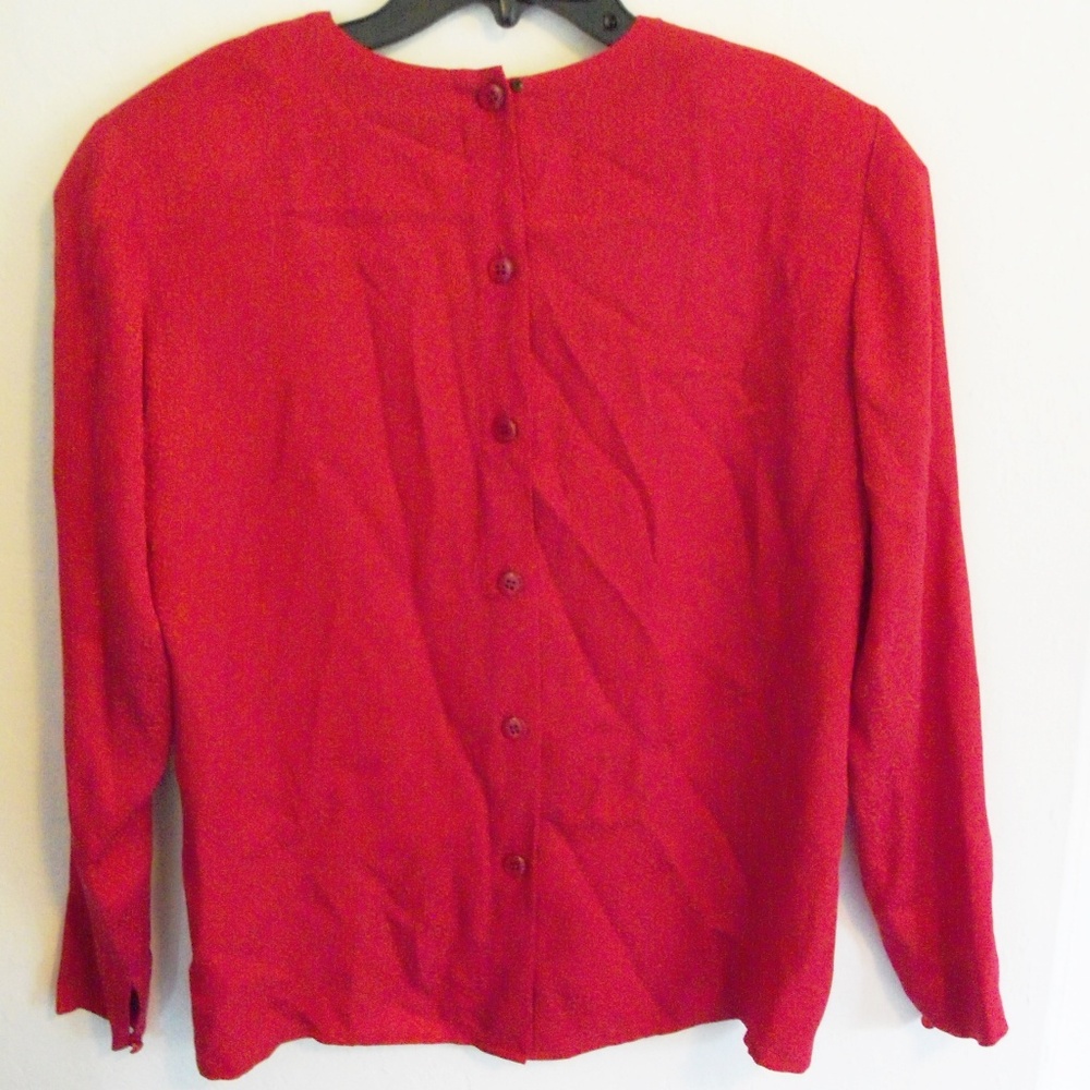 Carlisle red silk blouse Size 6 (M)  (#EV275) - Picture 2 of 4